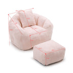 Giant Bean Bag Chair withFootstool, Oversized Bean Bag  for Adults and Kids, Faux Fur Shell-Shaped Large Chair with Filler, Stuffed Big Accent Sofa,  Floor Sofa for Gaming,Reading Living Room Bedroom - Grand Goldman Shop