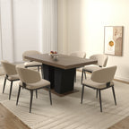 Extendable Dining Room Table for 4-10 People,Wooden Transformer Kitchen Dining Table with Black Double Sturdy Pedestal Base, Modern Expandable Large Table - Grand Goldman Shop