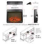 23 inch electric fireplace insert, ultra thin heater with log set & realistic flame, remote control with timer, overheating protection - Grand Goldman Shop