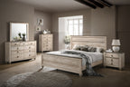 Imerland Contemporary White Wash Finish Bedroom Set, Queen Bed, Dresser, Mirror, Nightstand, Chest - Grand Goldman Shop