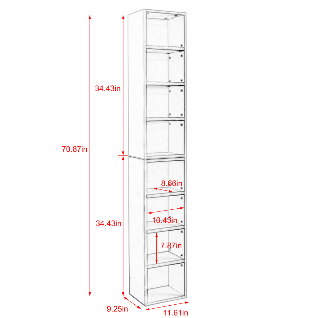 8-Tier Media Tower Rack, CD DVD Slim Storage Cabinet with Adjustable Shelves, Tall Narrow Bookcase Display Bookshelf for Home Office,Multi-functional double-decker bookcase - Grand Goldman Shop