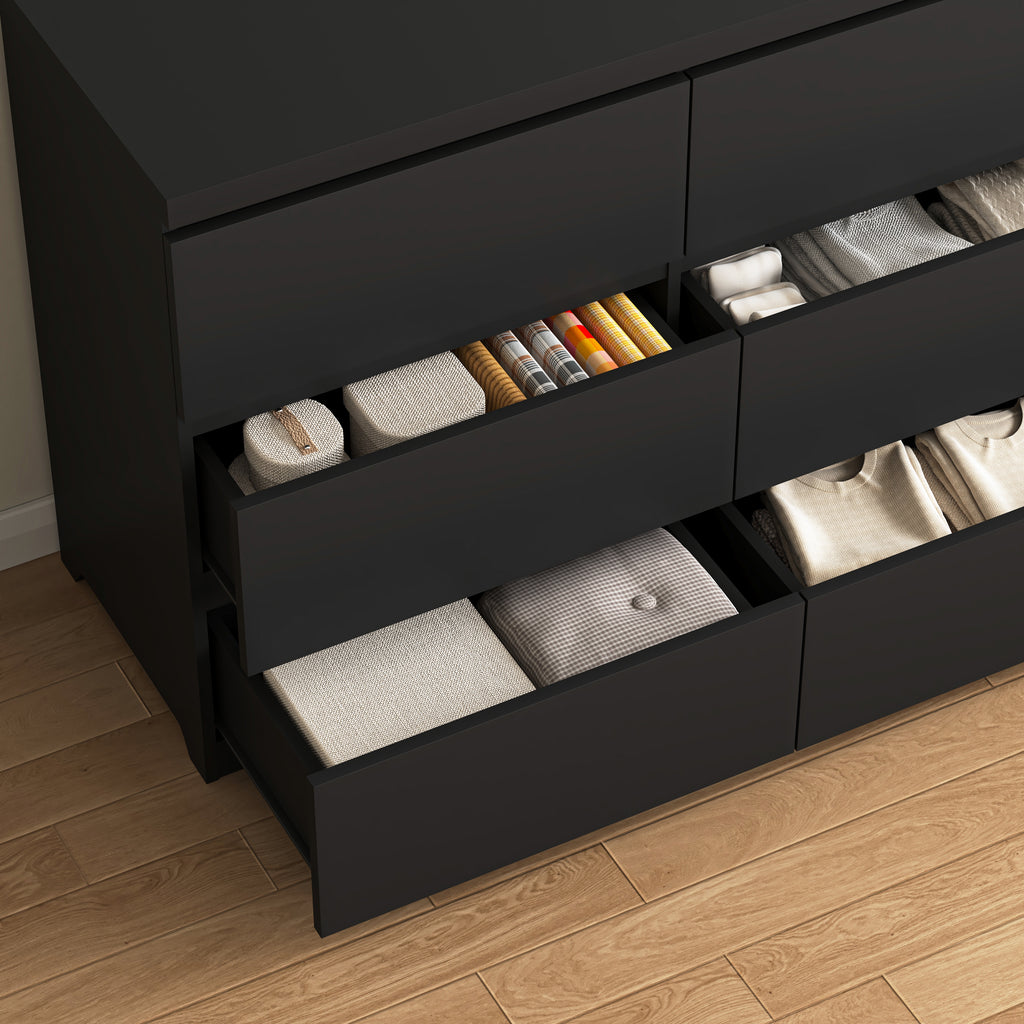 9 Drawer Dresser with No Handle Design, Modern Black Matte Wood Dresser for Bedroom, Storage Chest of Drawers for Living Room, Hallway, Entryway - Grand Goldman Shop