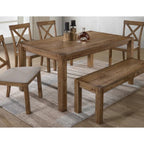 Transitional Wood Dining Bench in Driftwood Finish, Natural Oak Style, 48-Inch Entryway Bench for Dining Room or Arts & Crafts Space - Grand Goldman Shop