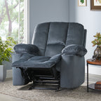 Fervor Luxurious Manual Recliner Chair with Skin-Friendly Fabric and Dual Cup Holders, Silver - Grand Goldman Shop
