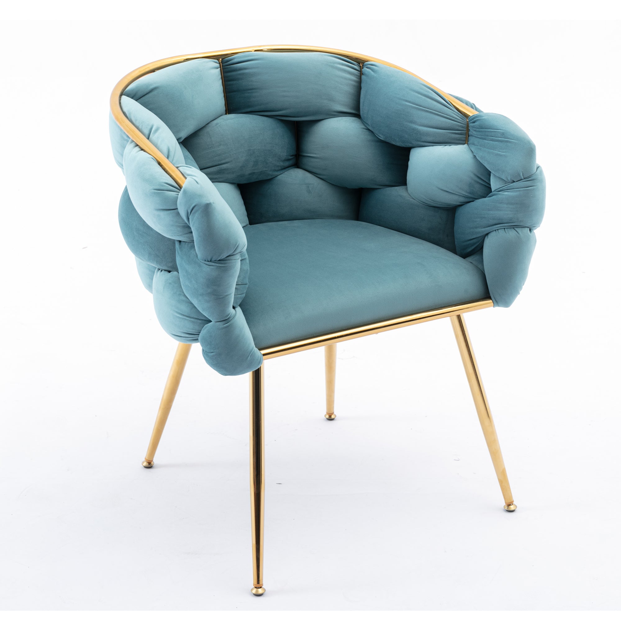 Luxury Modern Simple Leisure Velvet Single Sofa Chair Bedroom Lazy Person Household Dresser Stool Manicure Table Back Chair Blue - Grand Goldman Shop