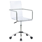 Clear and Chrome Acrylic Office Chair with Caster Wheels - Futuristic Design, Adjustable Height, Durable Metal Frame - Grand 