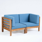 OANA 2-teiliges Loveseat-Set, Blau, Akazienholzrahmen mit wasserabweisenden Kissen