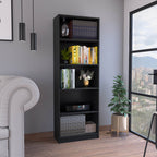 Vinton 4-Tier Bookcase with Modern Storage for Books and Decor, Black - Grand Goldman