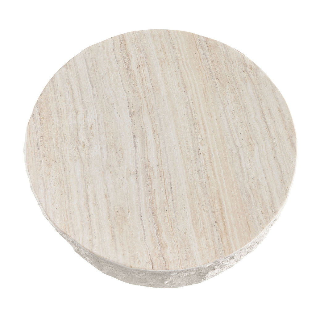 35.43''Fiberglass Round Center Coffee Table for Living Room Vintage Table,Imitation Stone Table front of the Sofa,Modern Design Coffee Table for Office,Apartment,No Need Assembly - Grand Goldman Shop