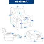 Large Manual Recliner Chair in Fabric for Living Room, Beige - Grand Goldman Shop