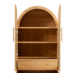 K&K 71' Tall Arched Kitchen Pantry Cabinet with Door Shelves, Farmhouse Kitchen Storage Cabinet with Open & Adjustable Shelves, Hidden Drawer & Glass Door, Cupboard for Kitchen, Dining Room, Natural - Grand Goldman Shop