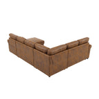 Faux Leather Fabric U-Shape Sectional Sleeper Sofa (Pull-Out Bed) With Storage Chaise - Grand Goldman Shop