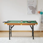 Soozier 55' Portable Folding Billiards Table Game Pool Table for Whole Family Number Use With Cues, Ball, Rack, Chalk, Green 