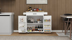 Kitchen island rolling trolley cart with 1 drawer & 2 doors with storage racks & Adjustable Shelves & towel rack & seasoning rack rubber wood table top-White - Grand Goldman Shop