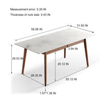 Walnut Solid Oak and White Slate Telescopic Dining Table for 6-8 People, Wood (Walnut Color) - Grand Goldman Shop