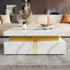 Modern White Square Storage Coffee Table with 4 Drawers - Grand Goldman Shop