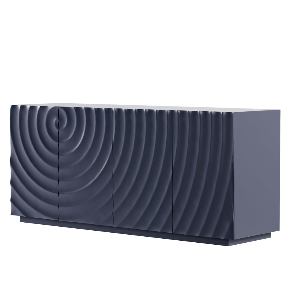 Buffet Cabinet with Storage ,4 Doors Modern Accent Storage Sideboard,Luxurious Floor Cabinet Buffet with Freestanding Anti Dumping for Kitchen, Living Room, 59' Wide Rectangular Sideboard (Navy Blue) - Grand Goldman Shop