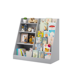 Kids Bookshelf and Toy Storage Organizer, Multifunctional 4 Tier Wooden Kids Book Shelf with  Bookcase Display Stand in Kids 