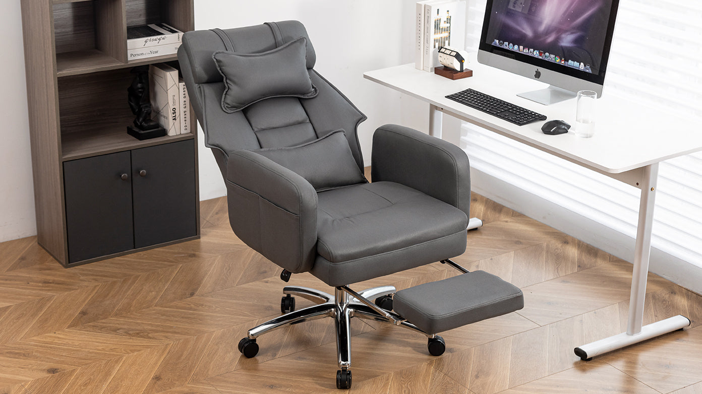 Swivel Ergonomic Office Chair, Technology Leather  High Back Office Chair with Lumbar Support Headrest, Sedentary Comfortable