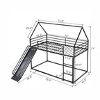 Zulah Twin over Twin House Bunk Bed with Ladder and Slide, Black - Grand Goldman Shop