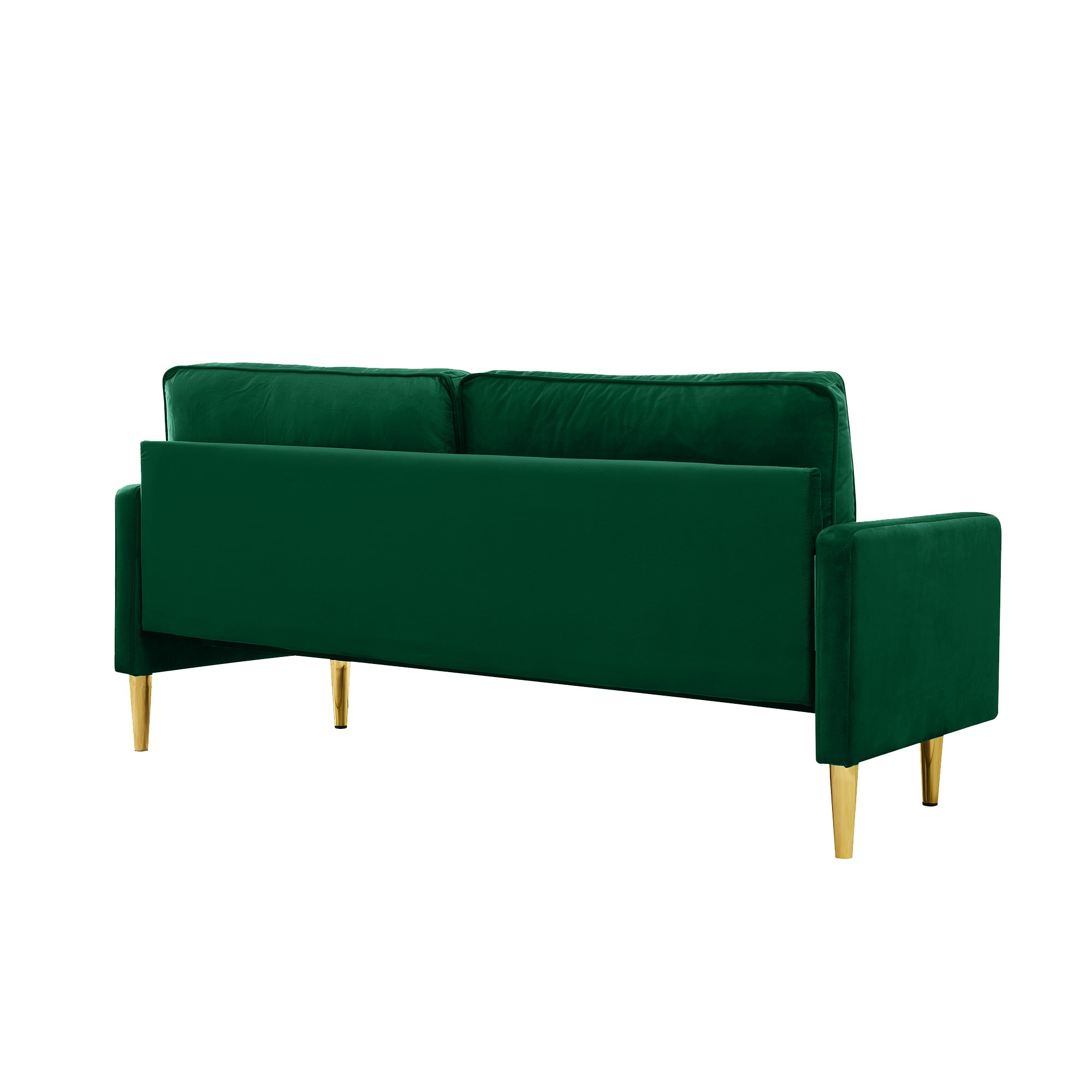 65-inch minimalist velvet sofa with metallic-coloured legs, complete with cushions, suitable for the living room or bedroom. - Grand Goldman Shop