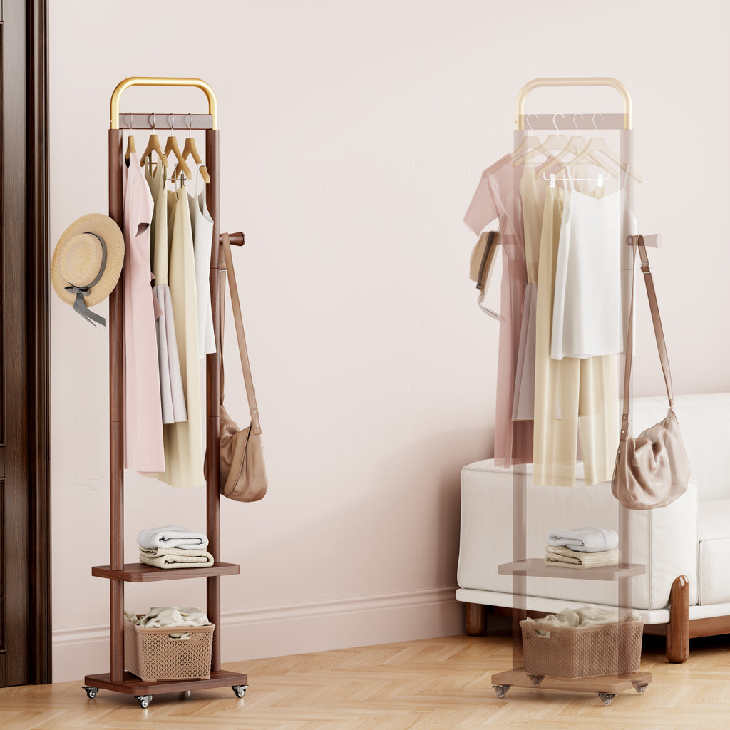 Coat Racks solid wood hanger 15.7* 11.8*71in Solid environmental protection easy to assemble beautiful can be placed in the bedroom/entrance/living room (Walnut) - Grand Goldman Shop