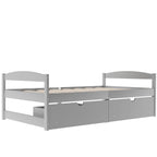 Gray Twin Size Platform Bed with Two Drawers, Pine Wood and MDF Construction - Grand Goldman Shop