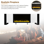 ON-TREND Modern TV Stand with 34.2' Non-heating Electric Fireplace, High Gloss Entertainment Center with 2 Cabinets, Media Console for TVs up to 78', White - Grand Goldman Shop