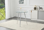 36 Inch Height Bar Table, 34 Inch Round Tempered Glass Top Pub Table with Chrome-Plated Silver Metal Legs, Modern Bistro Table for Kitchen Island/Bar/Cafe - Grand Goldman Shop