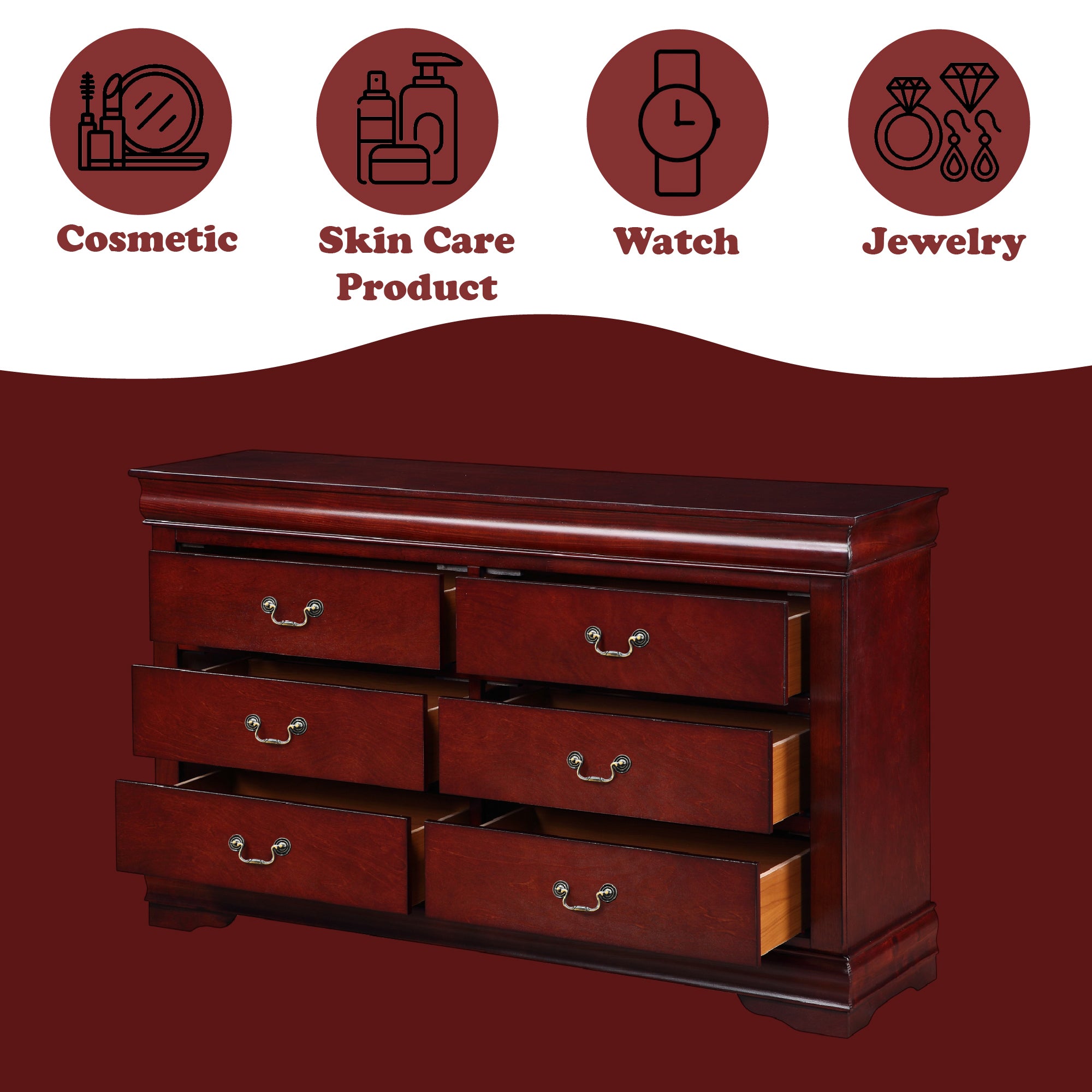 Louis Philippe Cherry Finish Dresser - Grand Goldman Shop