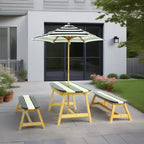 Naturally Playful Kids Picnic Table with Umbrella, Indoor/Outdoor Fun, Dark Blue Poplar Wood | Premium Home Decor - Grand Gol