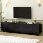 ON-TREND Cream Style TV Stand with Arched Doors & 2 Drawers for TVs up to 75', Minimalist Media Console with Rebound Device, Entertainment Center with 5 Iron Round Legs for Living Room, Bedroom, Black - Grand Goldman Shop