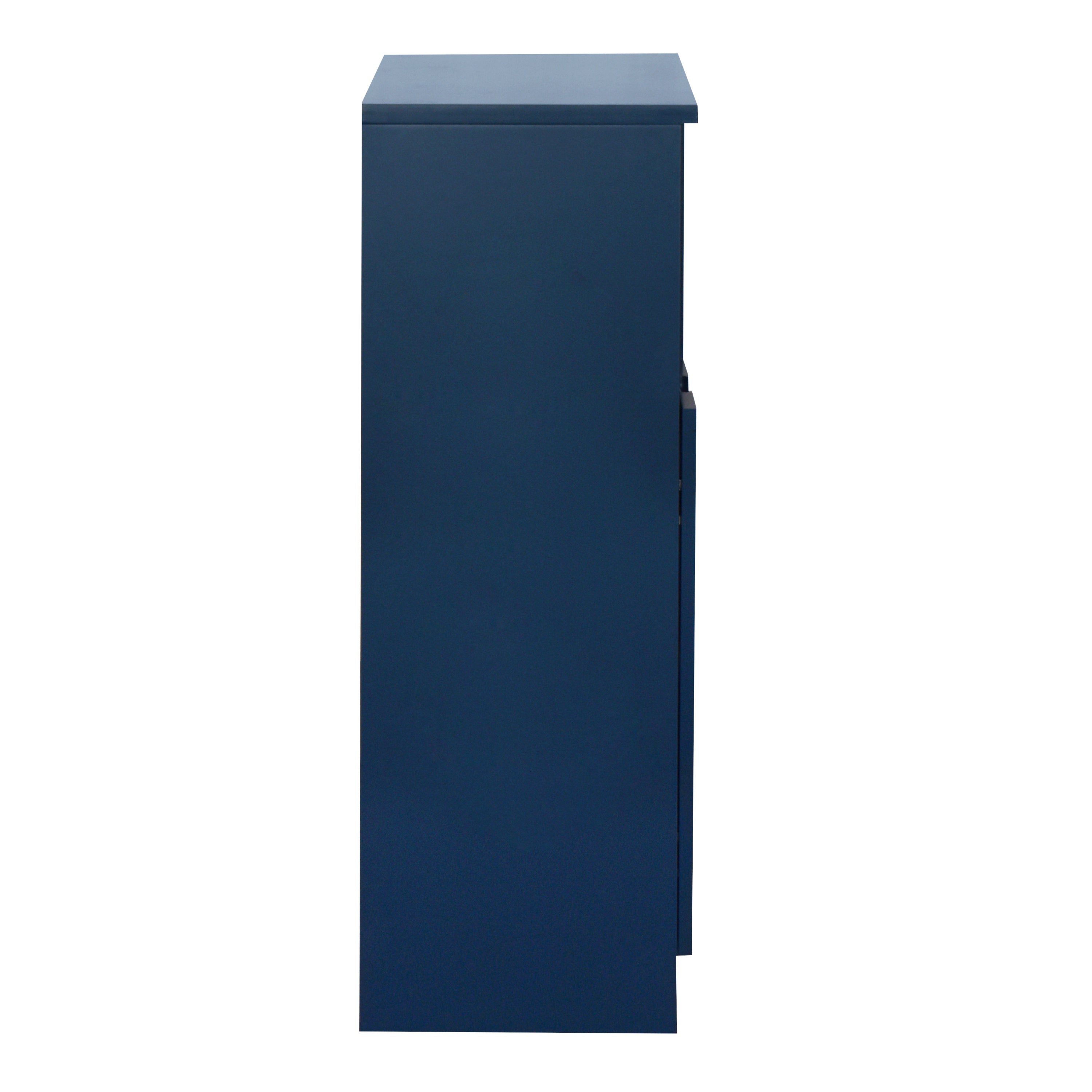 Navy Blue MDF Painted Cabinet with Glass Doors, Drawer, and Open Storage Space for Bedroom and Living Room - Grand Goldman Shop