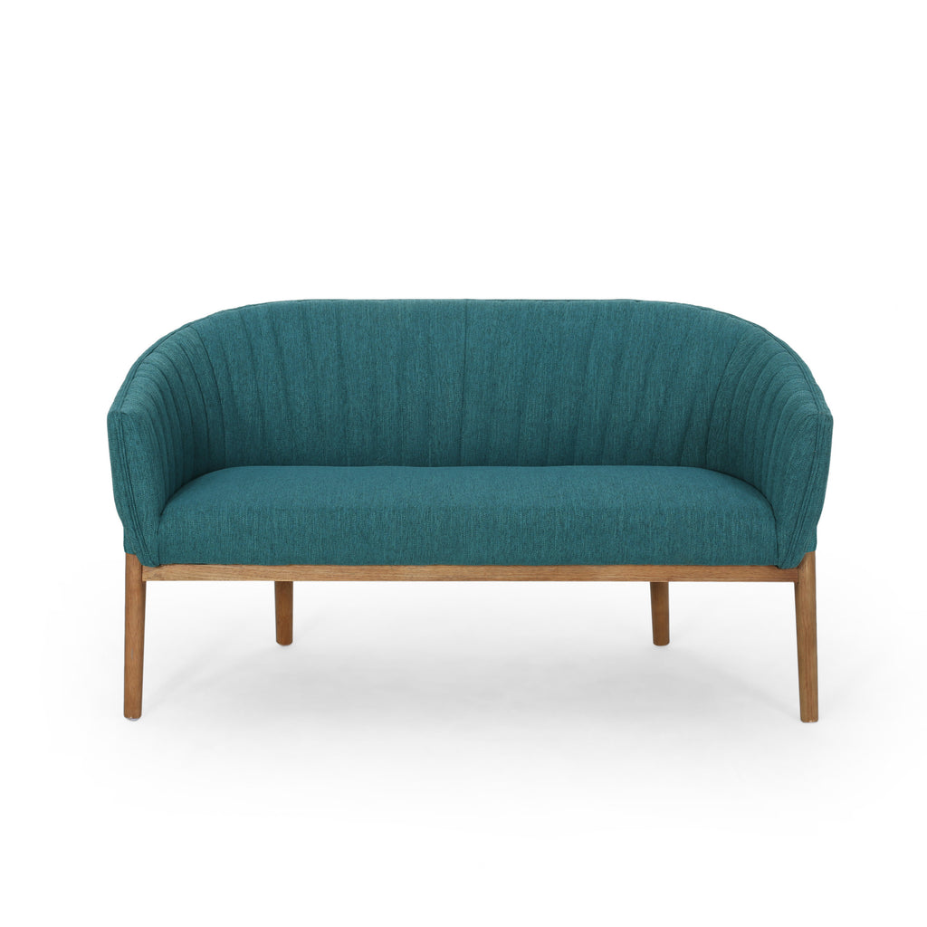 Mid Century Modern Loveseat with Channel Stitched Backrest - Grand Goldman Shop