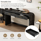 TREXM Unique Retro Silhouette Console Table with Open Style, Two Top Drawers for Entrance, Dinning Room, Living Room (Antique Black) - Grand Goldman Shop