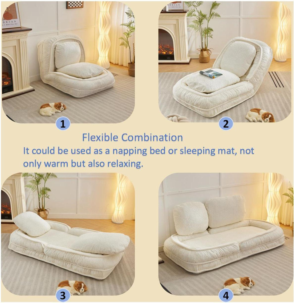 [VIDEO provided] Human Dog Bed ,Lazy Sofa Couch ,5 Adjustable Position,sit,sleep,fold,suit to put in bedroom, living room ,Space Saving Design,White - Grand Goldman Shop