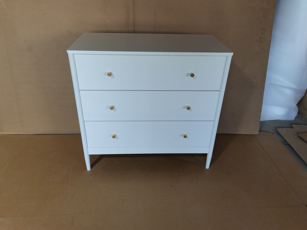 3 Drawer Dresser Chest, Modern White Storage Cabinet, MDF Wood Organizer for Bedroom, Living Room, Entryway, Small Space Furniture - Grand Goldman Shop