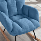 Glider Chair for Living Room Tufted Upholstered Teddy Fabric Rocking Chair with Metal Frame Accent Chair Blue - Grand Goldman Shop