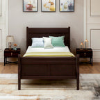 Minimalist Wood Platform Twin Bed Frame with Headboard and Footboard in Espresso - Grand Goldman Shop