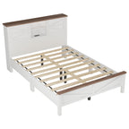 3-Pieces Bedroom Sets Queen Size  Farmhouse Platform Bed with Double Sliding Door Storage Headboard, Storage Nightstand and Dresser, White+Brown(Old SKU HL000092AAK) - Grand Goldman Shop