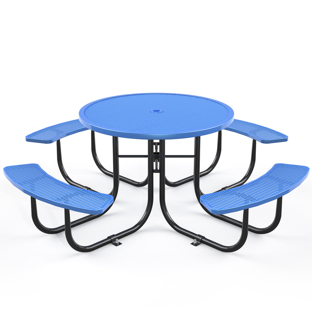 Blaues rundes Tisch- & Stuhl-Set mit Schirmloch