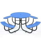 Blaues rundes Tisch- & Stuhl-Set mit Schirmloch