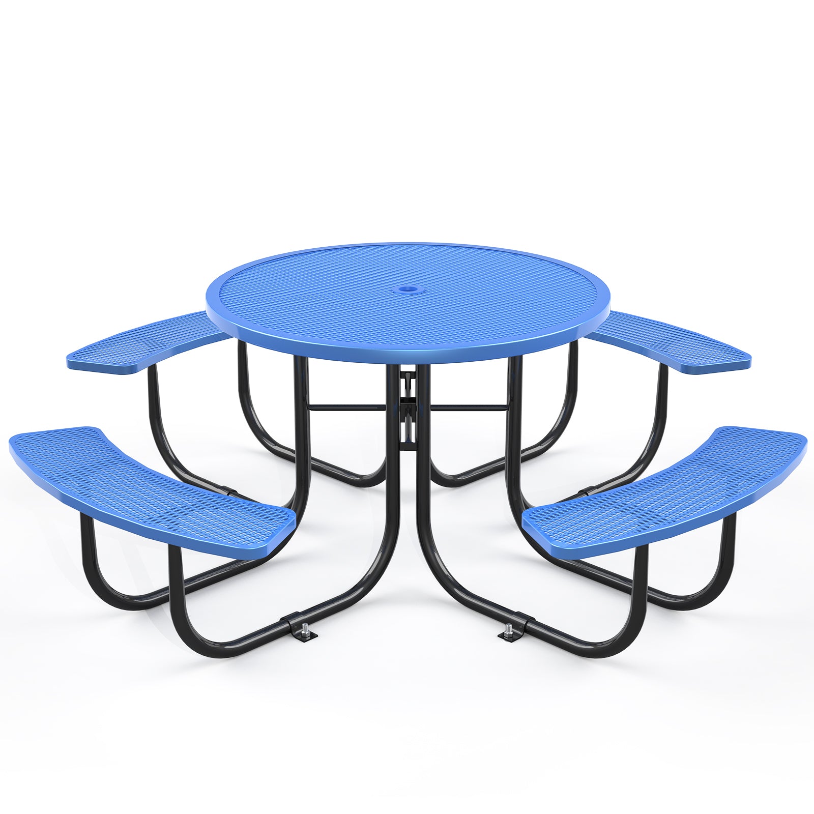 Blaues rundes Tisch- & Stuhl-Set mit Schirmloch