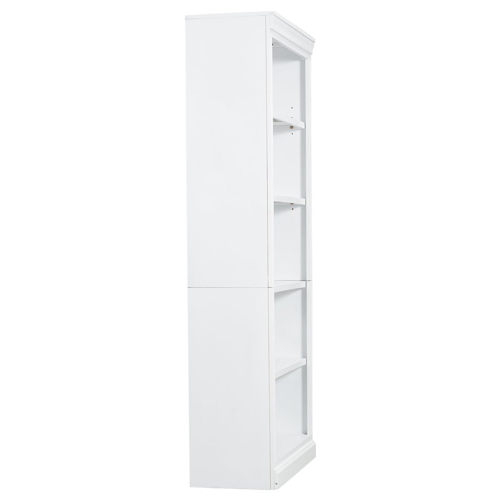83.4' Tall Wood Bookcase with light strip,5-Tier Decor Bookshelves with Adjustable Shelves,Storage Organizer for CDs/Books,Free Standing Storage Shelves for Living Room,Home Office,White - Grand Goldman Shop