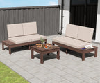 HDPE Outdoor Patio Sofa Set, 3-Piece Modern Conversation Set with Left & Right Arm Sofas, Cushioned Sectional Seating and Coffee Table for Backyard, Porch, Deck & Garden