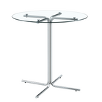 Round glass bar high table, 36 inch round bar table, tempered glass tabletop, sturdy silver chrome plated four column support, suitable for transparent round bar tables in small spaces, kitchens - Grand Goldman Shop