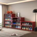 Red Glass Door Shoe Box Shoe Storage Cabinet For Sneakers With RGB Led Light - Grand Goldman Shop