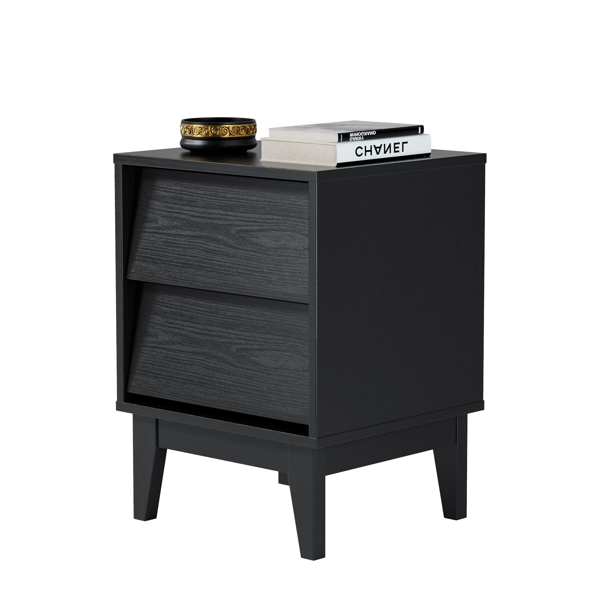 2 Set Nightstands Features Vintage-style and Bevel Design, Made of MDF, Mid Century Modern Nightstand, Night Stand for Bedroom - Grand Goldman Shop