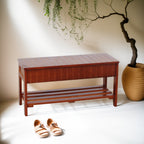 Quality Solid Wood Shoe Bench with Storage, Cherry - Grand Goldman Shop