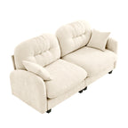 Loveseat Cloud Sectional Couches  Chenille Fabric, Quilted Pleated Design, Ergonomic Design, High-Density Foam Easy Install Elegant Armrests High Quality Wooden Base,Fits Living Rooms,Beige - Grand Goldman Shop